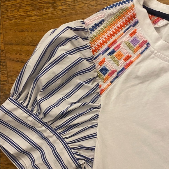 In2 by InCashmere White Tee with Multicolor Sleeves - Picture 8 of 10